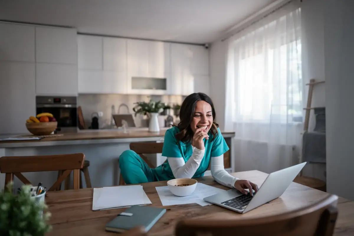 Girl working remote at home